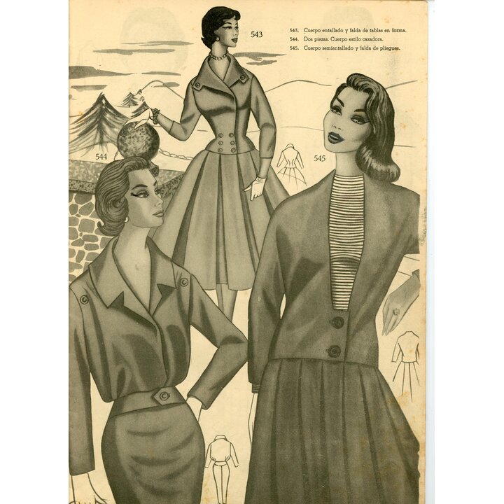 Eva Figurín 1956 Revista de Moda Española Vintage, Guía de Estilo Otoño Invierno, Academia AEI San Sebastián, Patrones de Costur