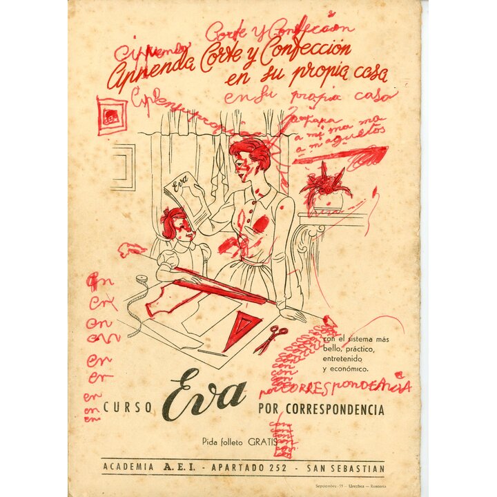 Eva Figurín 1956 Revista de Moda Española Vintage, Guía de Estilo Otoño Invierno, Academia AEI San Sebastián, Patrones de Costur
