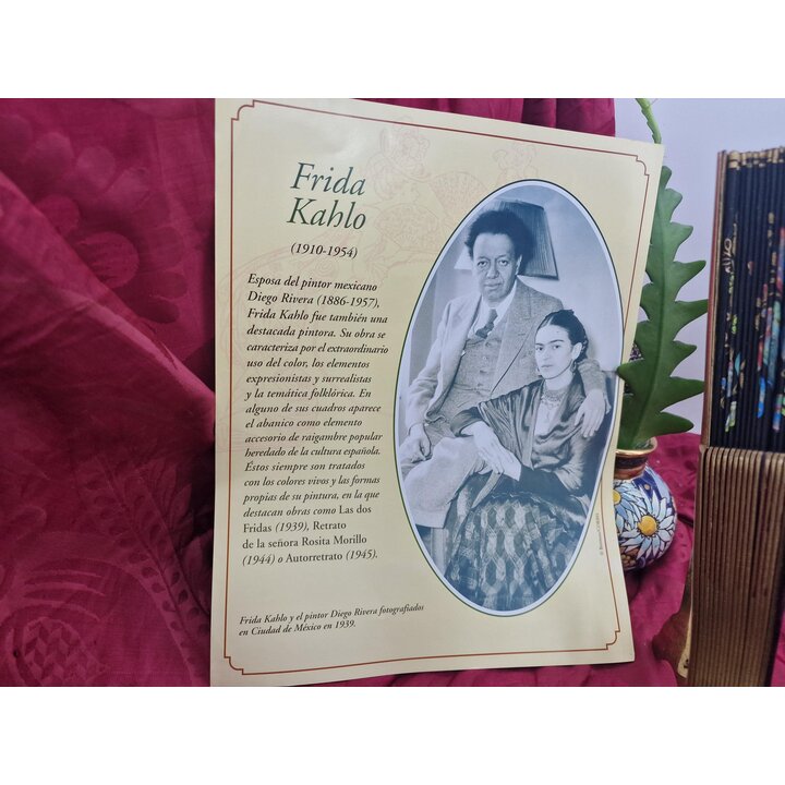 Eventail de Collection et Fascicule, Planeta DeAgostini Abanicos de Coleccion No 11, Theme Frida Kahlo, Vintage en Bois et Tissu