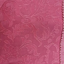 Cortinas Vintage Painéis Lambrequim Sanefa, Meados do Século Damasco Seda Viscose, Jacquard Floral Vermelho Arando, para Sala