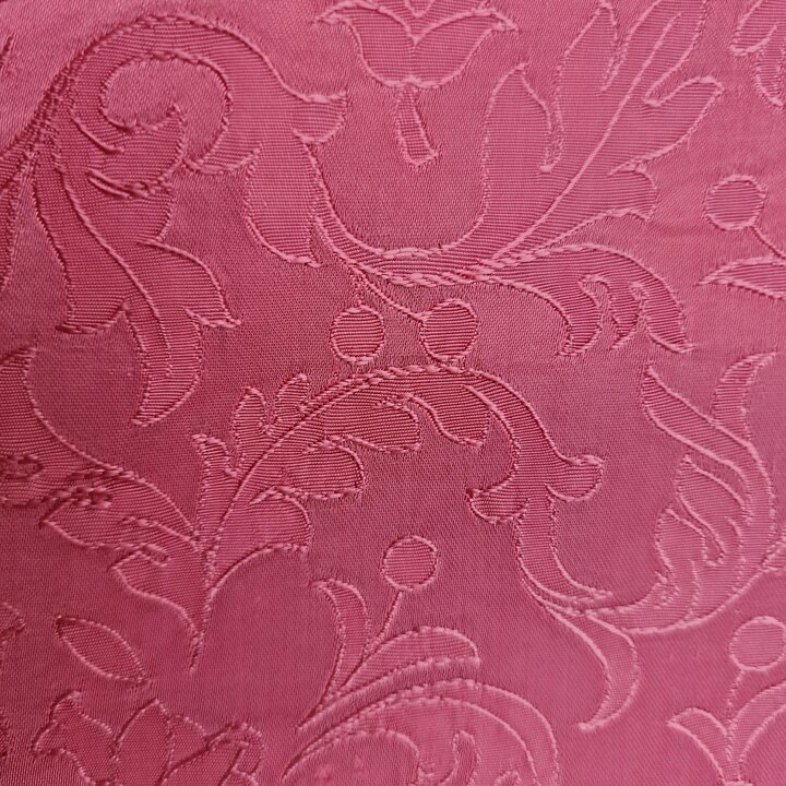 Cortinas Vintage Paneles Lambrequín Cenefa, Damasco Mezcla Seda Viscosa Mediados Siglo, Jacquard Floral Rojo Arándano, para Saló