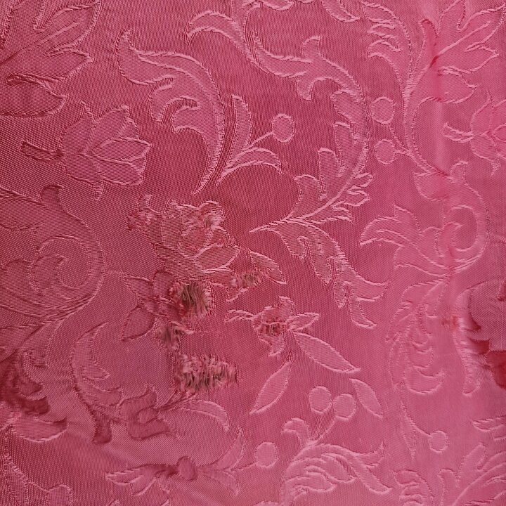 Cortinas Vintage Paneles Lambrequín Cenefa, Damasco Mezcla Seda Viscosa Mediados Siglo, Jacquard Floral Rojo Arándano, para Saló