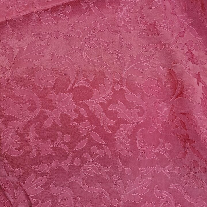 Cortinas Vintage Paneles Lambrequín Cenefa, Damasco Mezcla Seda Viscosa Mediados Siglo, Jacquard Floral Rojo Arándano, para Saló