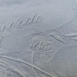 Antique Linen Sheet, Hand Embroidered Bedspread Spanish Bridal Dowry Trousseau Monogram Recuerdo Dated 1895 White Bedding 160x28