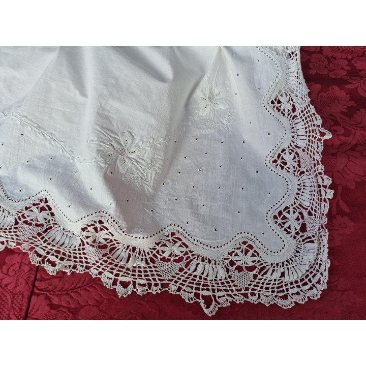 Antique 1910 French Bed Linen Set - Richelieu Embroidery