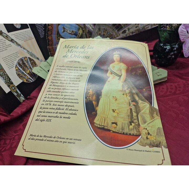 Vintage Waaier Set Planeta DeAgostini 2003 Nr 20 Maria de las Mercedes Houten Opengewerkte Waaier met Tijdschrift en Inlegvel