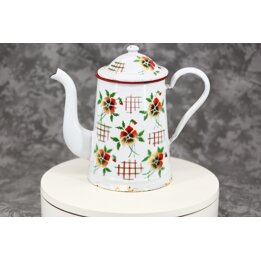 Cafeteira Vintage de Metal Esmaltado, Estampa Pensamentos e Grade, 2.2 Litros, Altura 22 cm, Utensilio de Cozinha Retro