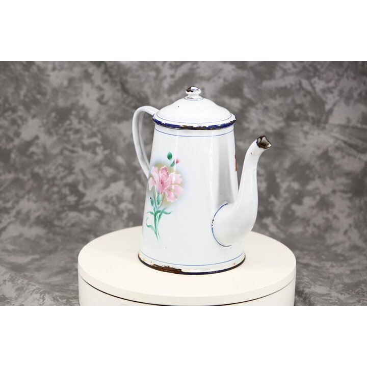 Vintage Geëmailleerde Koffiepot Melkkan Ketel, Landelijke Keuken Decoratie met Bloemen Motief 2.2L