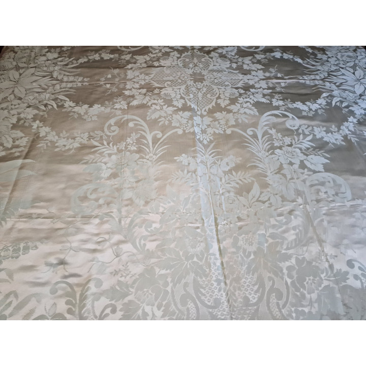 Couvre-lit Jacquard Damassé Espagnol Début XXe Siècle