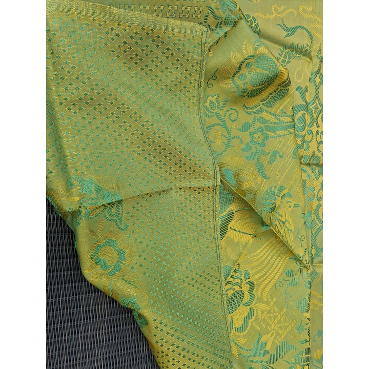 Vintage Chinoiserie Sprei Brokaat, Draak Feniks Zijde Viscose Jacquard, Groen Goud Dekken 240x200 cm, Ongebruikt Met Label