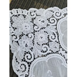 Vintage Venetian Lace Tablecloth 170x400 cm, Long Banquet Table Cover, White Cotton Needlework Openwork Textiles, 1920s Italian 