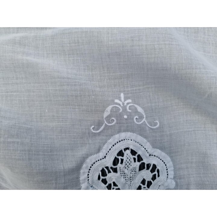 Mantiel Vintage Encaje Veneciano 170x400 cm, Manteleria Grande para Mesa Banquete, Algodon Blanco Bordado Ahuecado, Italia 1920