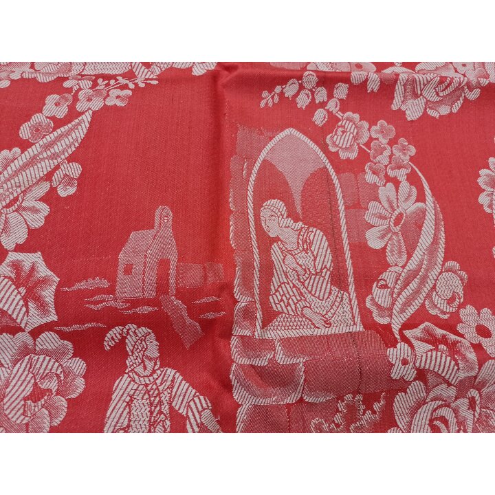 Tecido Jacquard Vintage Espanhol por Metro, Damasco Vermelho Estofamento Medieval, Brocado Anos 50, Largura 140 cm