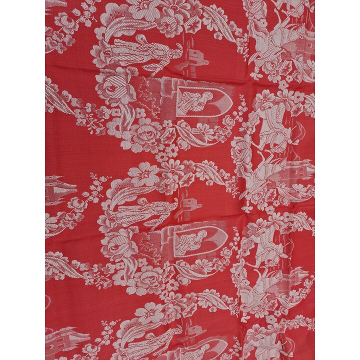 Tessuto Jacquard Vintage Spagnolo al Metro, Damasco Rosso Tappezzeria Medievale, Broccato Anni 50, Larghezza 140 cm