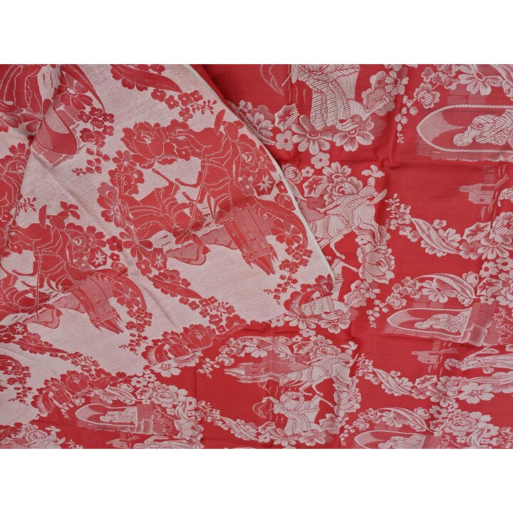 Tecido Jacquard Vintage Espanhol por Metro, Damasco Vermelho Estofamento Medieval, Brocado Anos 50, Largura 140 cm