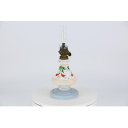 Candeeiro a Querosene Vintage 1930, Opalina Azul Pintada à Mão, Lamparina de Vidro da Boêmia & Latão, Decoração de Casa Rústica 