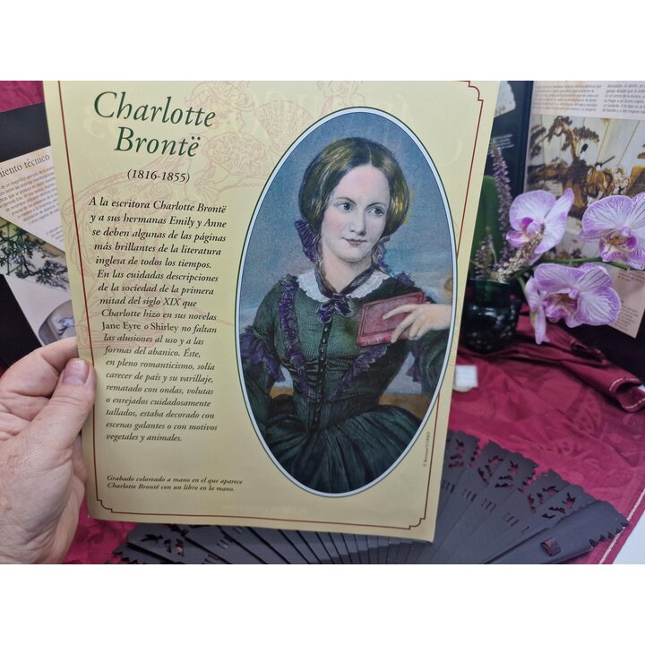 Charlotte Bronte Collector Hand Fan Issue 33, Planeta DeAgostini 2003 Carved Wooden Fan with Magazine and Brochure Set