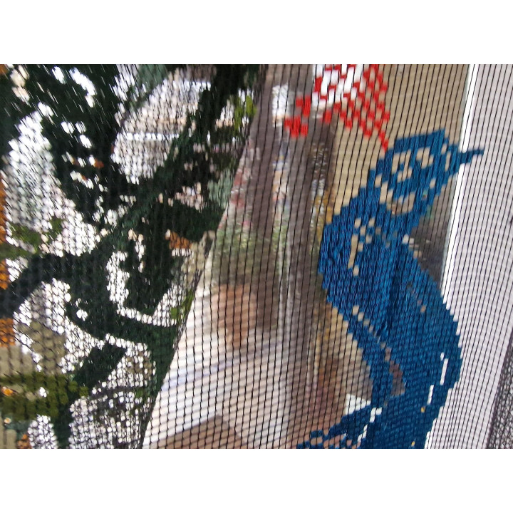 Antique Art Nouveau Filet Brodé Peacock Curtain 1910s