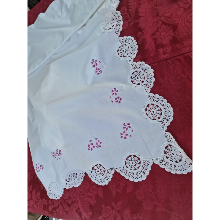 Vintage French Hand-Embroidered Bed Linen Set 1910s