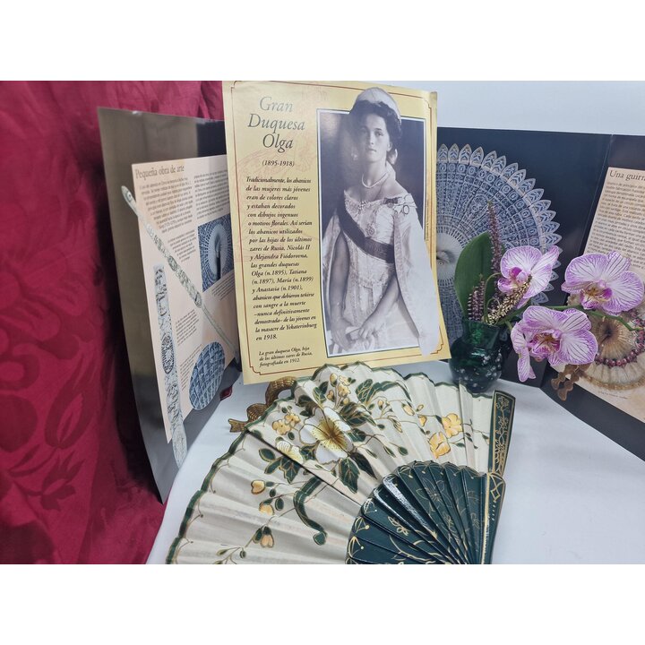 Handfächer Klappfächer, Planeta DeAgostini Abanicos de Colección Nr 28 Gran Duquesa Olga Set, Vintage Magazin 2003