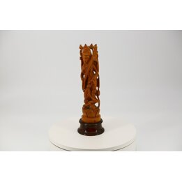 Geschnitzte Saraswati aus Holz - 30 cm Hindu Skulptur Vintage - Spirituelle Kunst aus Indien und Göttin der Weisheit