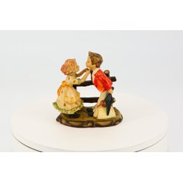Figurka Vintage Dzieci na Płocie, Plastikowy Posążek w Stylu Hummel z Lat 90 Chłopiec i Dziewczynka, Retro Dekoracja 13,5 cm