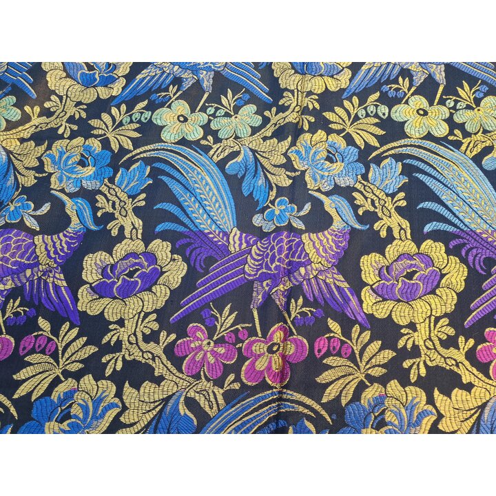 Colcha Jacquard Vintage, Cubrecama de Seda y Algodon, Manta Tapiz con Flecos, Pavo Real, Decoracion Dormitorio Siglo XX