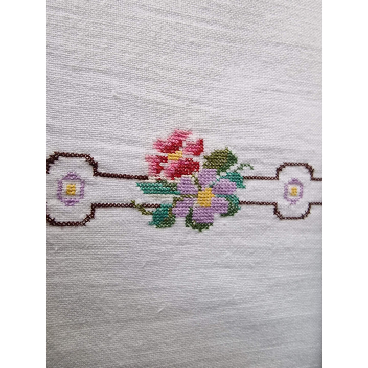 Jogo de Cama Francês Antigo 1910, Bordado à Mão, Monograma GA