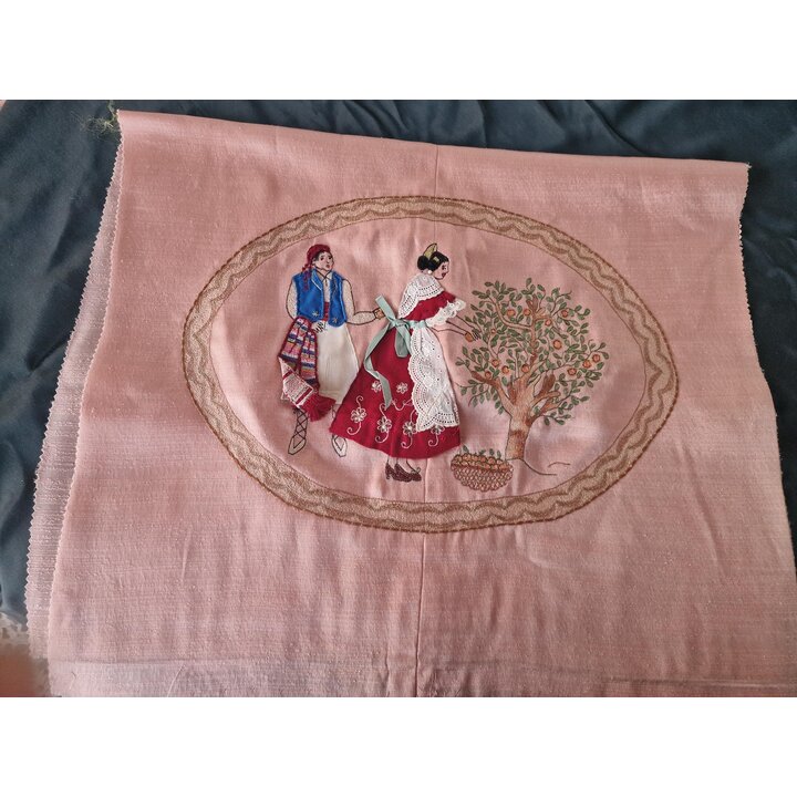 Pannello di Tessuto Gonna Valenciana, Medaglione Ricamato Applicazione 50x85 cm, Taglio per Cuscino