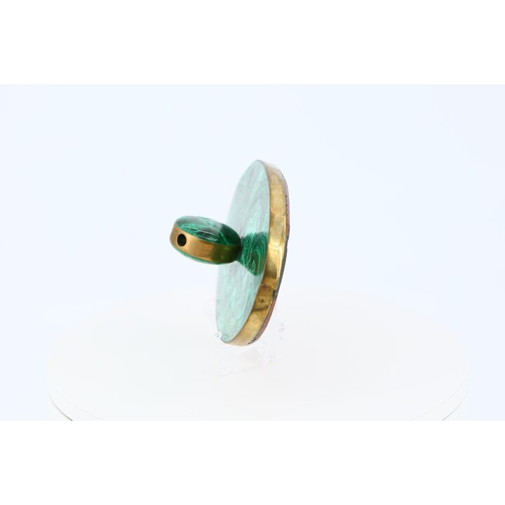 Portalápices de Malaquita Vintage, Soporte de Escritorio de Latón y Piedra Verde, Organizador Ejecutivo para Despacho, Años 60