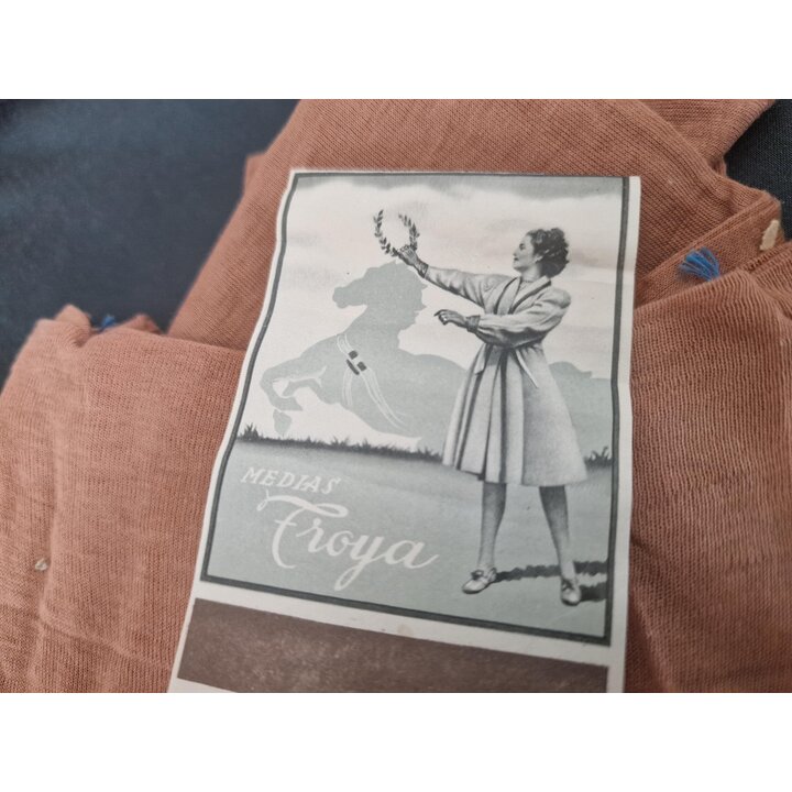 Meias Vintage Algodao Medias Froya Anos 50 Castanho Com Caixa Original Tamanho 8.5