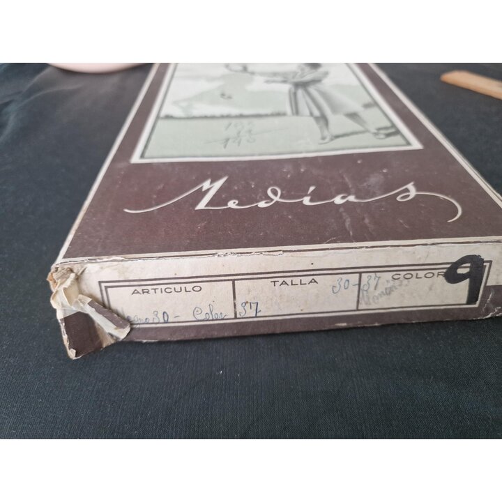 Vintage Stockings Medias Froya 1950s Cotton Hosiery Brown Deadstock with Box Size 8.5