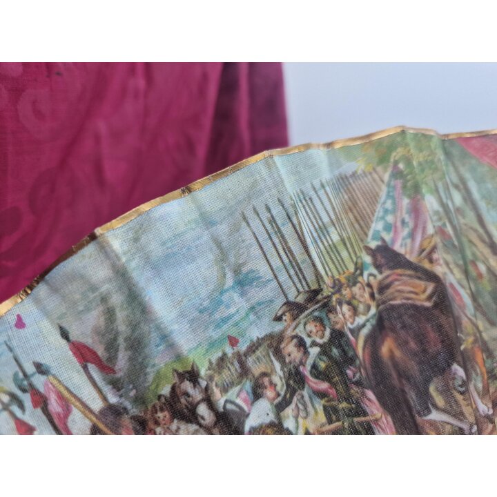 Abanico Vintage Espanol De Tela, Reproduccion Pinturas De Velazquez, Las Meninas Breda, Souvenir De Espana Anos 70, Decoracion 2