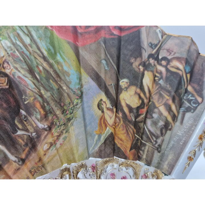 Vintage Spanish Folding Hand Fan, Diego Velazquez Paintings Reproduction, Prado Museum Souvenir, Decorative Wall Fan, 23 cm 1970