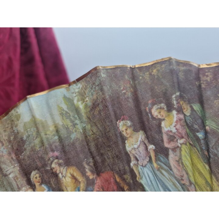 Leque Vintage Espanhol De Tecido, Reproducao Pinturas De Velazquez, Souvenir De Espanha Anos 70, Leque Decorativo De Parede 23 c