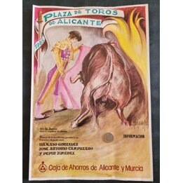 Affiche de Corrida Vintage, Perezgil Plaza de Toros de Alicante 1985, Lithographie Tauromachie, Décoration Murale de Cabinet