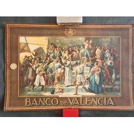 Litografia Antigua Poster Banco de Valencia El Palleter Joaquin Sorolla Copia de Manuel Diago Arte de Pared de Gabinete de Media