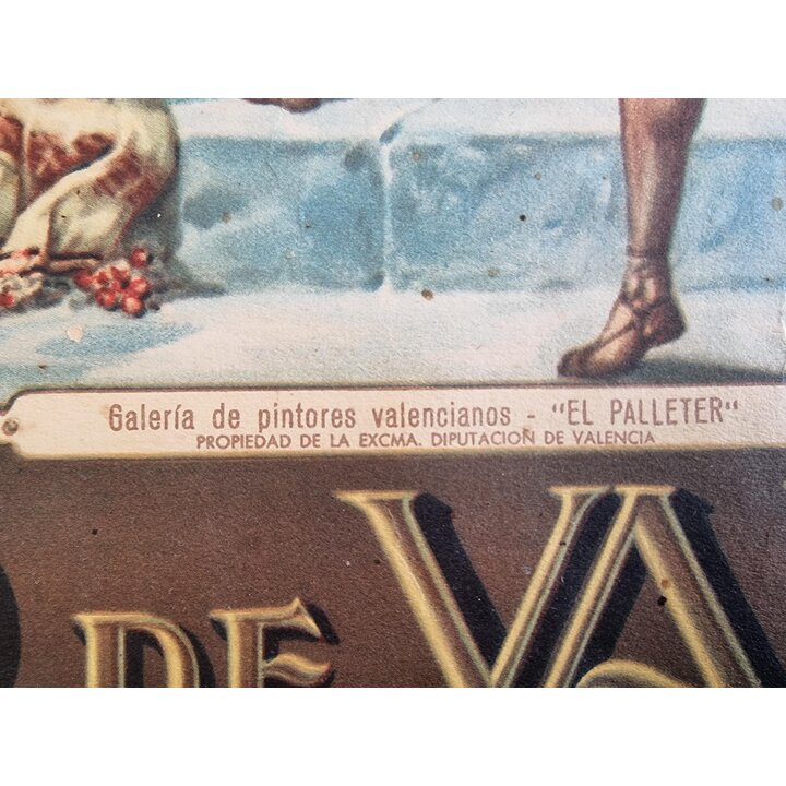 Litografia Antiga Poster Banco de Valencia El Palleter Joaquin Sorolla Copia de Manuel Diago Arte de Parede de Gabinete de Meado