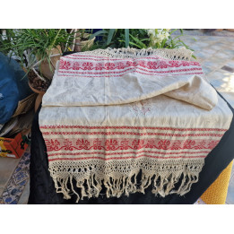 Toalha de Linho Antiga Século XX - Renda e Macramê