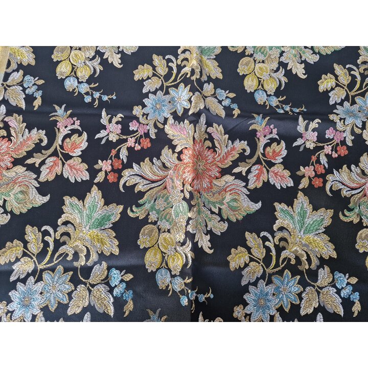 Coupon Brocart Soie Valencien Vintage 1950, Tissu Jupe Fallera Fleurs 120x90 cm, Jacquard Espolin Espagnol Tapisserie et Couture