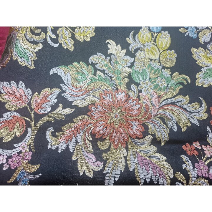 Coupon Brocart Soie Valencien Vintage 1950, Tissu Jupe Fallera Fleurs 120x90 cm, Jacquard Espolin Espagnol Tapisserie et Couture