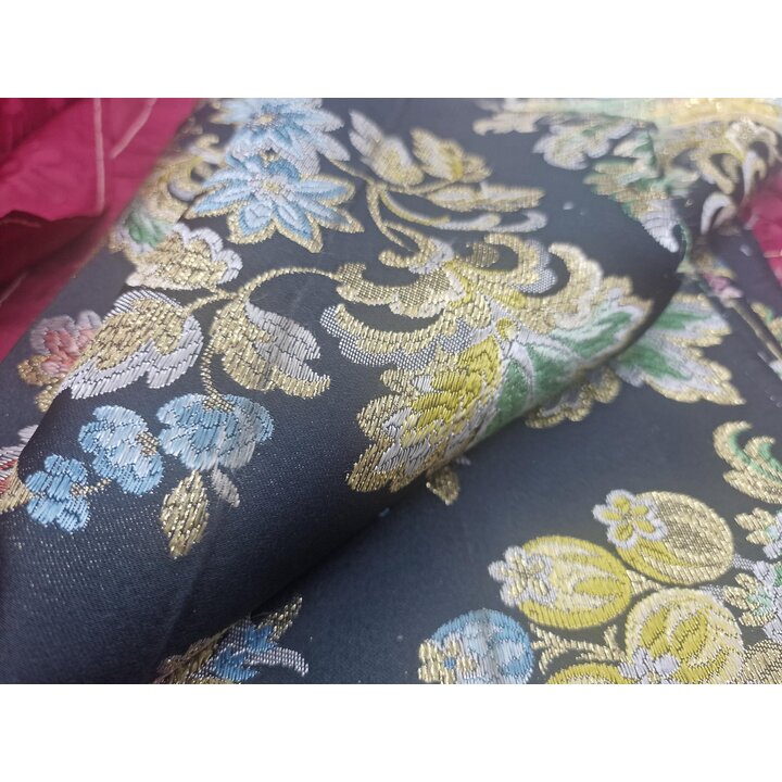 Vintage Valenciaans Zijde Brokaat Stof, Fallera Rok Paneel 120x90 cm, Spaanse Jacquard Espolin Stof voor Bekleding en Naaiwerk