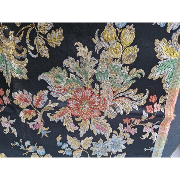Retalho Brocado de Seda Valenciana Vintage, Tecido Saia Fallera Floral 120x90 cm, Jacquard Espolin Espanhol Para Estofamento e C