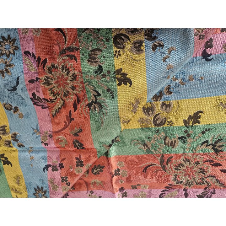 Retal Brocado Valenciano Seda Vintage 1950, Tela Falda Fallera Flor Jacquard 120x90 cm, Tejido Espolin para Tapiceria y Costura