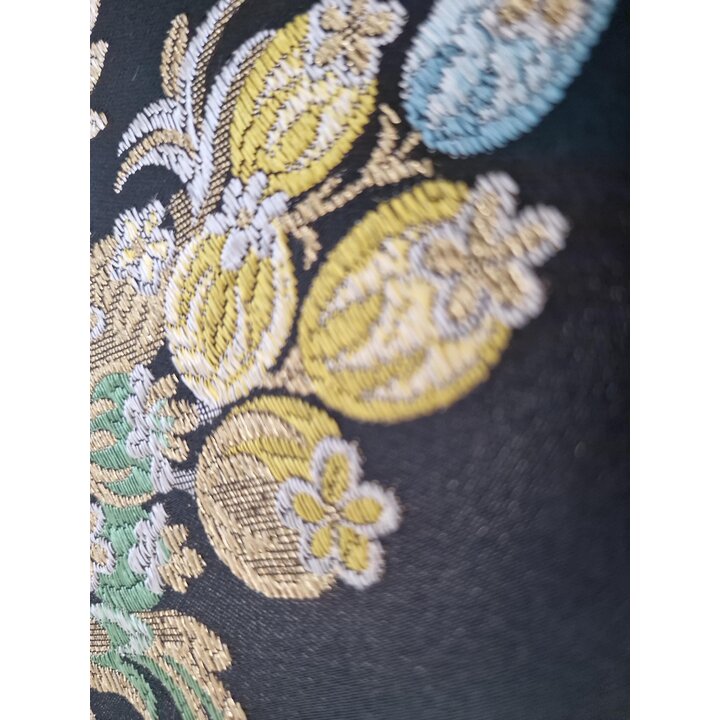 Vintage Valencian Brocade Silk Fabric, Floral Fallera Skirt Panel 120x90 cm, Spanish Jacquard Espolin Textile for Upholstery Cra