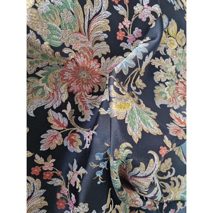 Vintage Valencian Brocade Silk Fabric, Floral Fallera Skirt Panel 120x90 cm, Spanish Jacquard Espolin Textile for Upholstery Cra