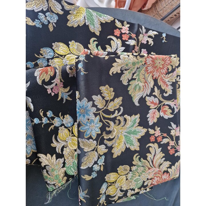 Taglio Broccato di Seta Valenciano Vintage, Tessuto Gonna Fallera Floreale 120x90 cm, Jacquard Espolin Spagnolo Tappezzeria e Cu