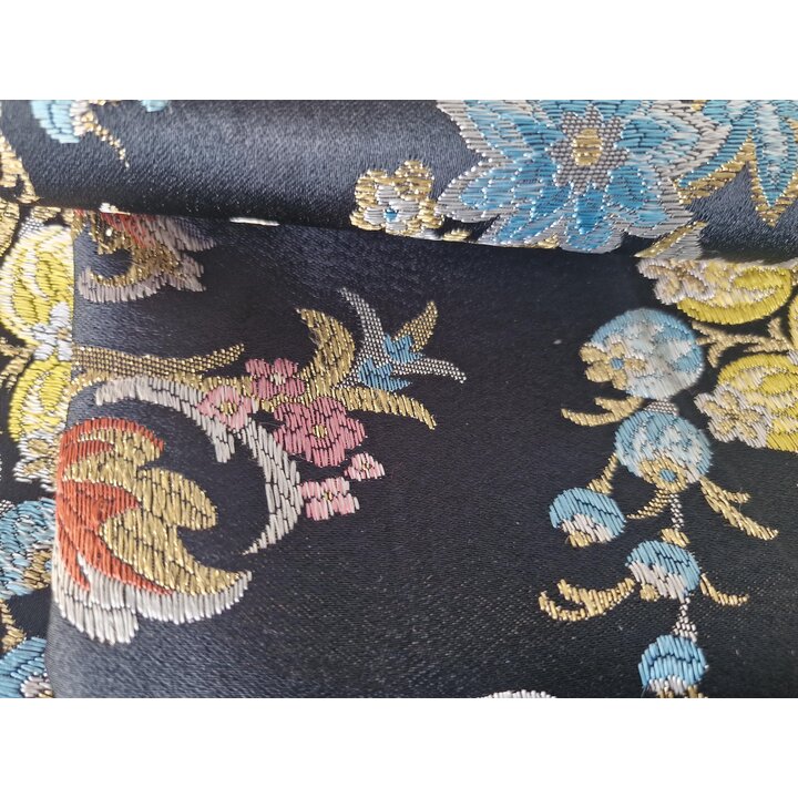 ヴィンテージ バレンシア 絹 ブロケード 織物 120x90 cm, スペイン ファジャス 衣装 生地, 花柄 ジャカード 刺繍 エスポリン 手芸用