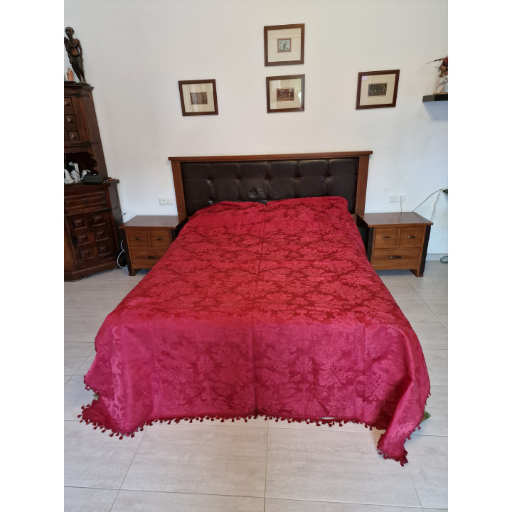 Antieke Italiaanse Zijden Damast Bedsprei ca. 1900