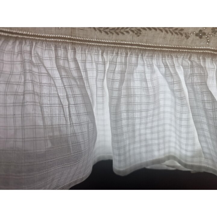 Antikes Bettwaesche Set Reines Leinen Baumwoll Ruesche Handgestickt Monogramm MM Bettlaken 190x260 cm Kissenbezug 45x100 cm Vint